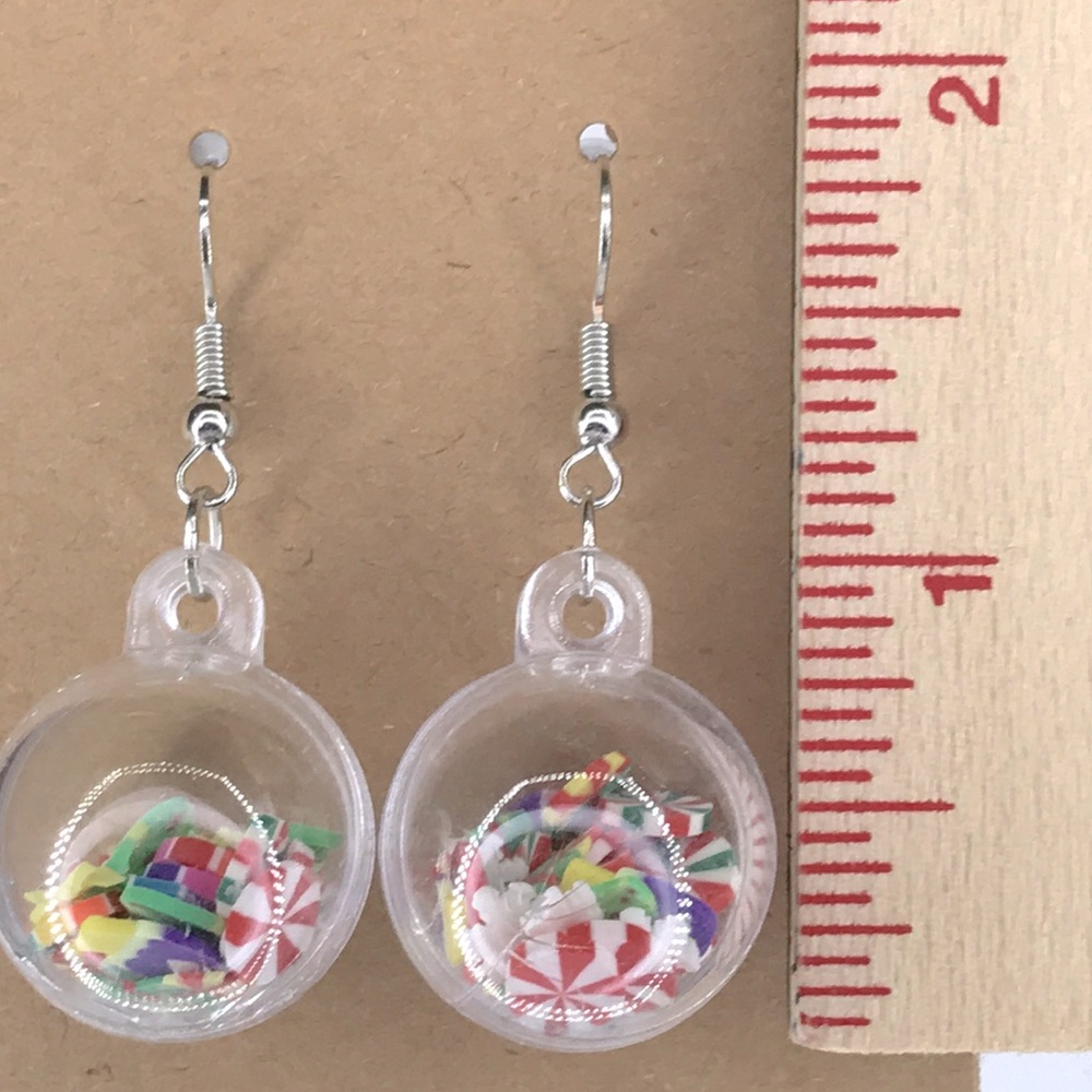 Christmas Ornament with Confetti Holiday Cutouts Acrylic Dangle Earrings - Picture 3 of 5